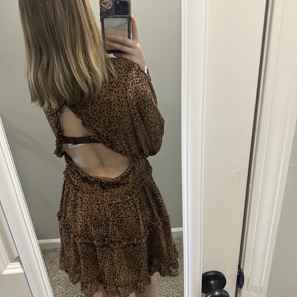 Leopard Print Ruffle Dress - Picture 2 of 2